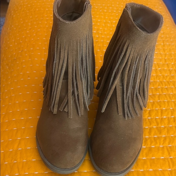 Mossimo Supply Co. Brown Fringe Heeled Boots - Picture 3 of 9